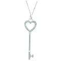 Sterling Silver 1/8ct TDW Diamond Heart Key Necklace (H I, I1 I2)