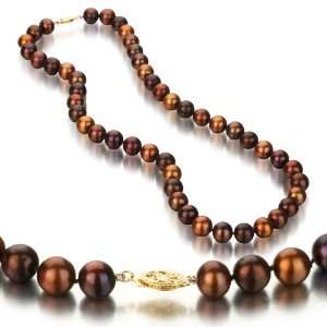   Chocolate Freshwater Cultured Pearl Necklace AA+ Quality Pearls, 18