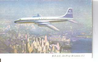 BOAC Jet Prop Britannia airplane vintage postcard  