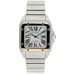 Cartier W20099C4 Mens Santos Galbee 18k Yellow Gold and Stainless 