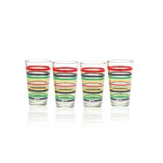 Fiesta Multi Color Stripe Glassware, 16 Ounce Tapered Cooler, Set of 4