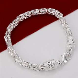 Free shipping wholesale solid silver fashion chain bangle bracelet 