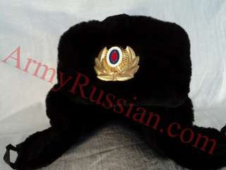 Mens Russian Style Police Ushanka Military Sheep Fur Winter Ear Flaps 