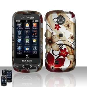  Gold with Red Leaf Flower Rubber Texture Samsung U820 