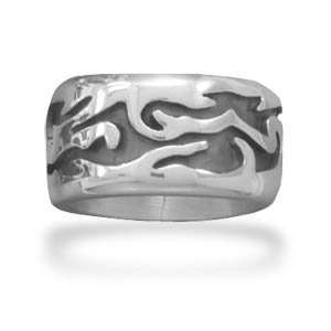  12mm Ring with Flame Design in Band (9) Jewelry
