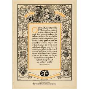  1922 Print Ars Longa Vita Brevis Scheffler Craftsmen 