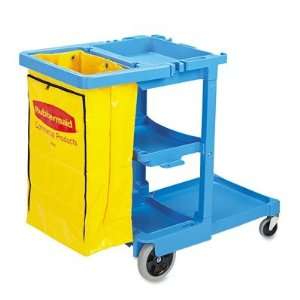    Multi Shelf Cleaning Cart with 3 Shelves in Blue: Office Products