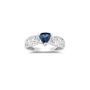  0.01 Cts Diamond & 0.52 Cts London Blue Filigree Ring in 