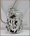 XXL HIP Silver Finish Iced Out Jesus Piece Pendant Long Franco Chain 
