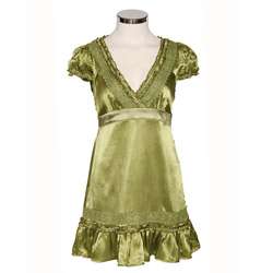 Esley Womens Green Satin Empire Waist Dress  Overstock