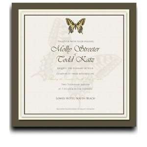  200 Square Wedding Invitations   Butterfly Taupe & Harvest 