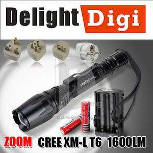 1600LM CREE XML T6 LED Zoom Adjustable Focus Waterproof Flashlight 
