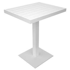  Polywood Euro 20 x 24 Pedestal Dining Table in White 