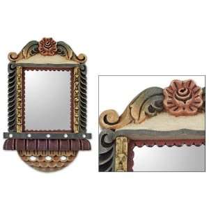  Wood mirror, Rose with Fans