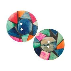  Vision Trims Handmade Bone Buttons 2/Pkg Circle Mosaic 1 1 