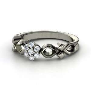  Corsage Ring, 14K White Gold Ring with Diamond: Jewelry