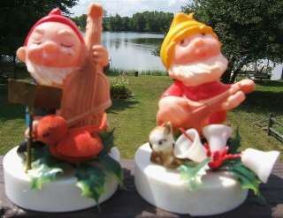 Vintage Plastic Christmas Elves and Musical Instruments  