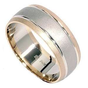  Hammered Wedding Band 14K Gold Two Tone Jewelry