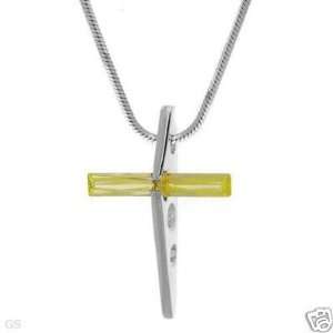   925 Sterling Silver Contemporary Style CZ Cross Necklace, Very Cool