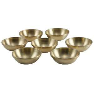  Tibetan Buddhist Brass Offering Bowl Set, Set of Seven 