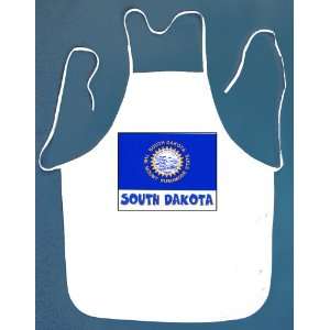 South Dakota Souvenir Flag BBQ Barbeque Apron with 2 Pockets White