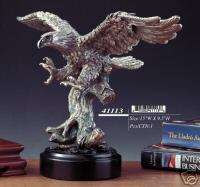 PEWTER FINISH SCULPTURE STATUE EAGLE 15 x 9.5  