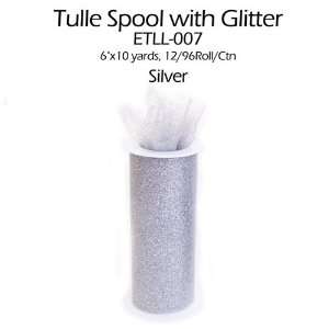   30ft Silver fabric wedding Glitter Tulle spool 
