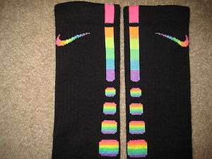   Rainbow with Horizontal stripes Nike Elite Socks Sz Large (8 12