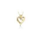 VistaBella Solid 10k Yellow Gold Diamond I Love You Heart Necklace