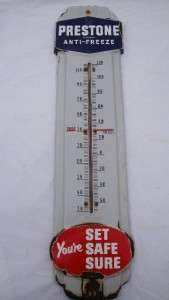  PRESTONE Anti Freeze Gas Station PORCELAIN Thermometer SIGN  