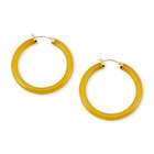 VistaBella Polished 14k Solid Gold Round Yellow Jade Hoop Earrings