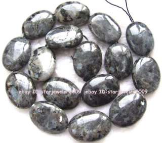 Natural Larvikite 18x25mm Flat Oval Gemstone Beads15.5  