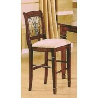 Asia Direct Set of 2 wood and wrought iron bar stool 