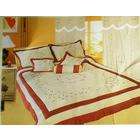   Queen Size 7pc Micro Suede beige / burgundy comforter bedding set