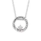 VistaBella 10k White Gold Round Diamond Circle Pendant Necklace