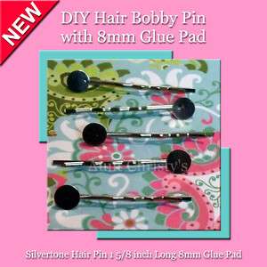 100 Hair Bobby Pins w/ 8mm Glue Pad (50 Pairs)  