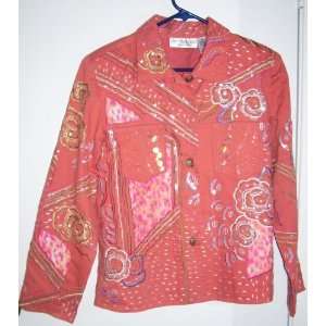  Sequin Jacket Button Front Pink Peach color Womens Medium 