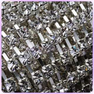   applique rhinestone crystal Silver chain Diamante trim Craft banding