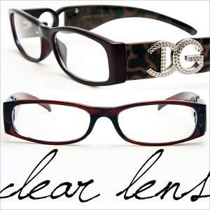 Clear Lens Eye Wear RX Ready Frames Leopard Black Brown  