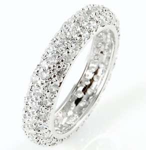 STERLING SILVER CUBIC ZIRCONIA CZ MICRO PAVE ETERNITY NEW RING SIZES 6 
