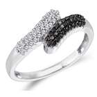 ApexJewels White & Black Diamond Band 14k White Gold Fashion Ring 