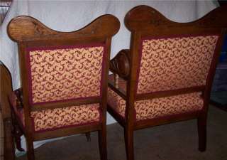 Pair Quartersawn Oak Pierced Carved His/Hers Armchairs  
