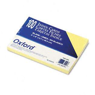 Oxford 7520 CAN Unruled Index Cards  5 x 8  Canary  100/Pack at  