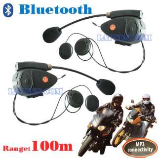 2X 100m Bluetooth Motorcycle Helmet Intercom Interphone  