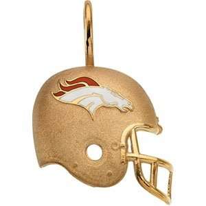 14K Yellow Gold Denver Broncos Helmet Pendant W/Enamel  