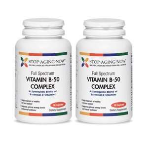VITAMIN B 50 COMPLEX (2 Pack). Potent Doses of all 8 Members of the 