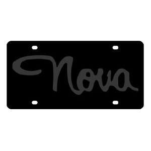  Chevrolet Nova License Plate on Black Steel Automotive