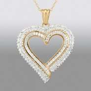 cttw Diamond Heart Pendant in 18K Gold over Sterling Silver at 