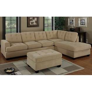   upholstered reversible sectional sofa with chaise lounger  Poundex