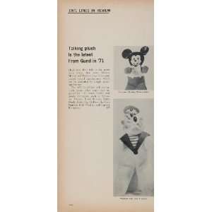 1971 Ad Gund Mickey Mouse Popeye Character Plush Dolls   Original 